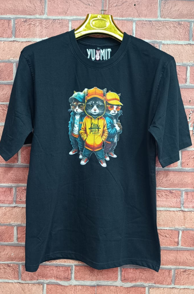 Urban Streetwear Cat Squad Graphic Unisex T-Shirt – Premium Cotton Tee